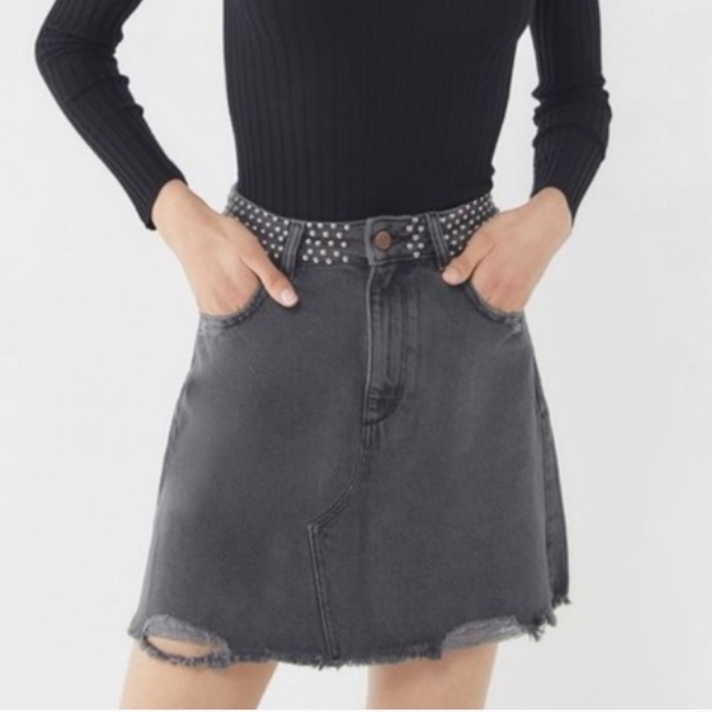 DL1961 Georgia High Rise Wilder Jean Skirt with Studs size 23